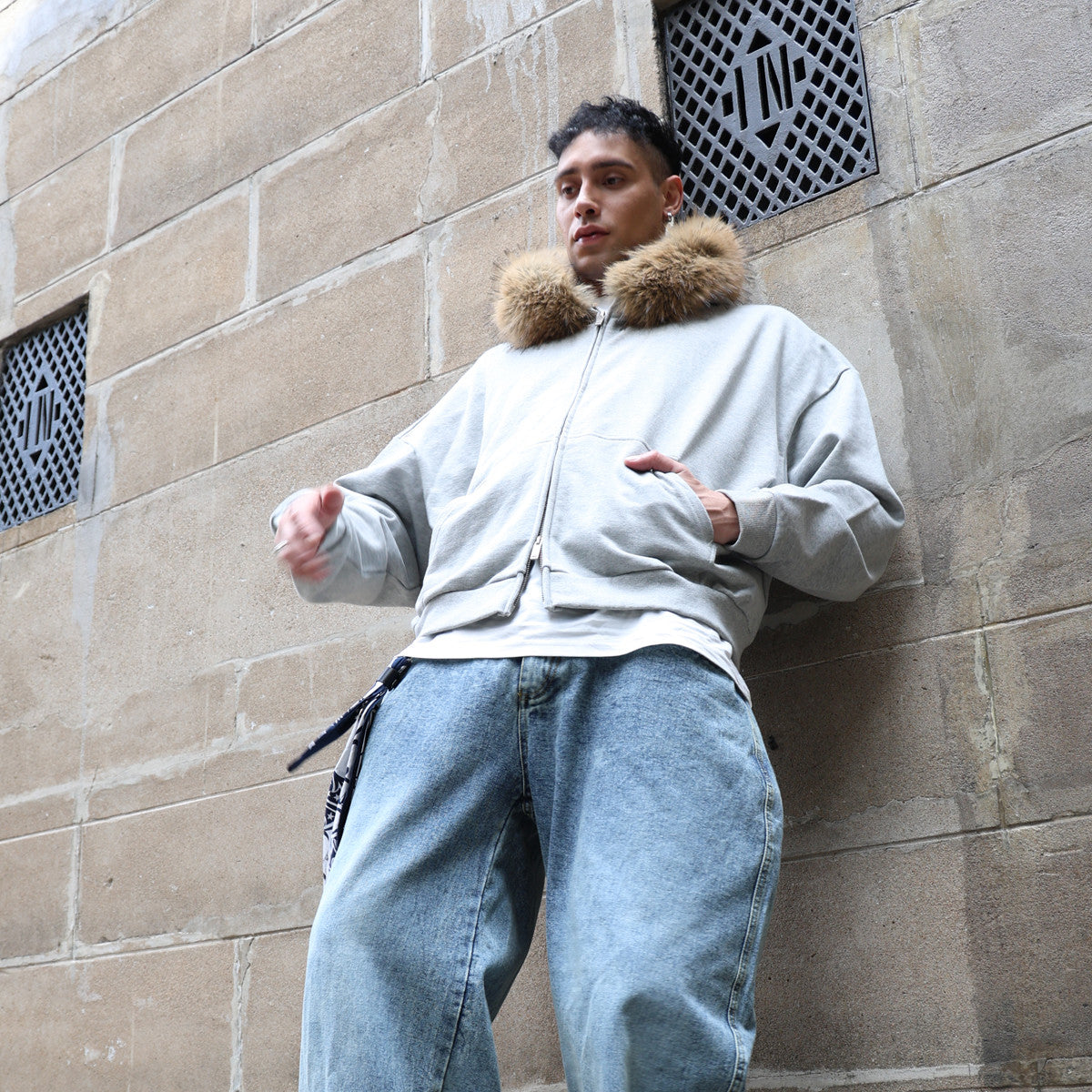 Unisex Fur-Trim Zip-Up Hoodie（400GSM）