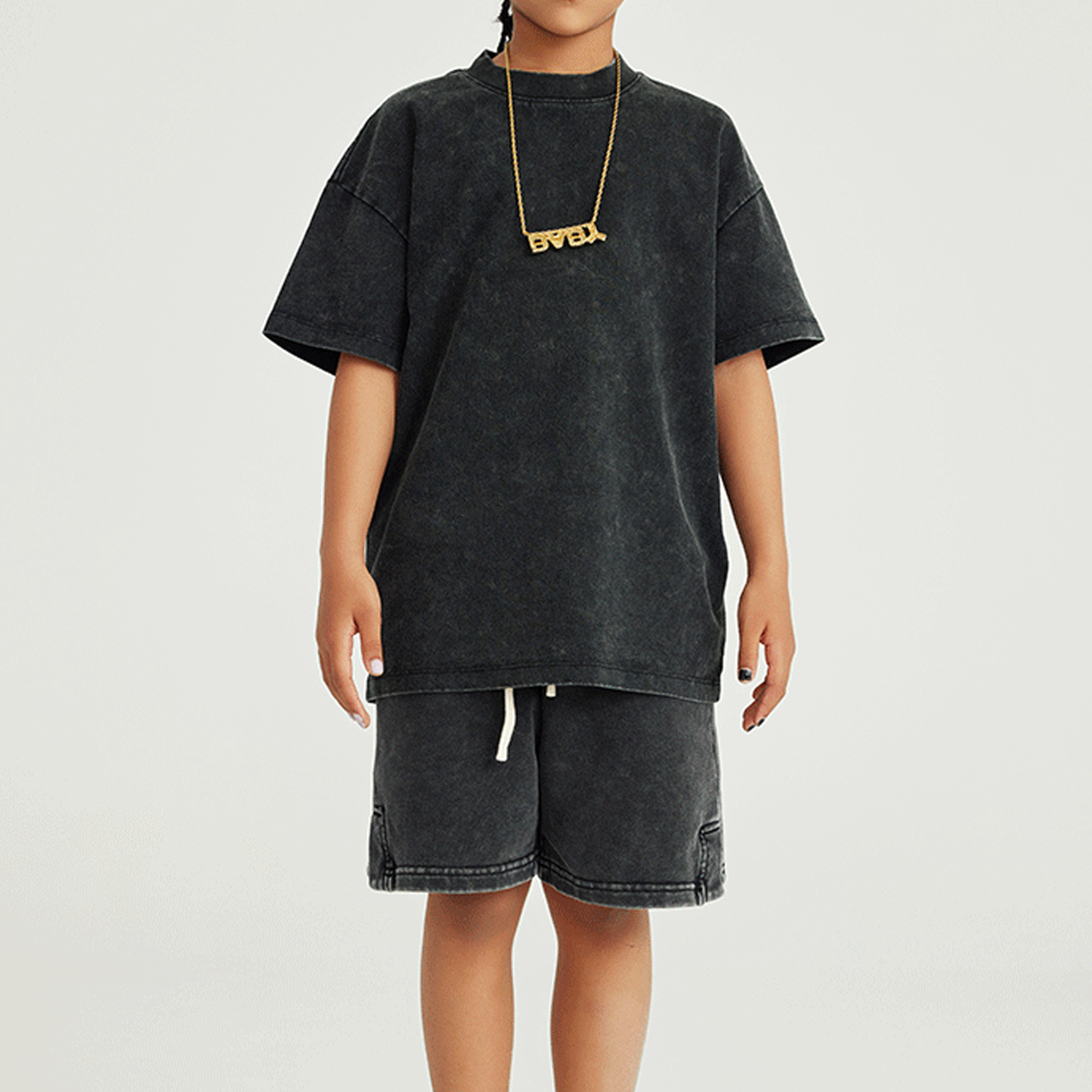 Streetwear Kids Vintage Washed T-Shirt(240GSM)