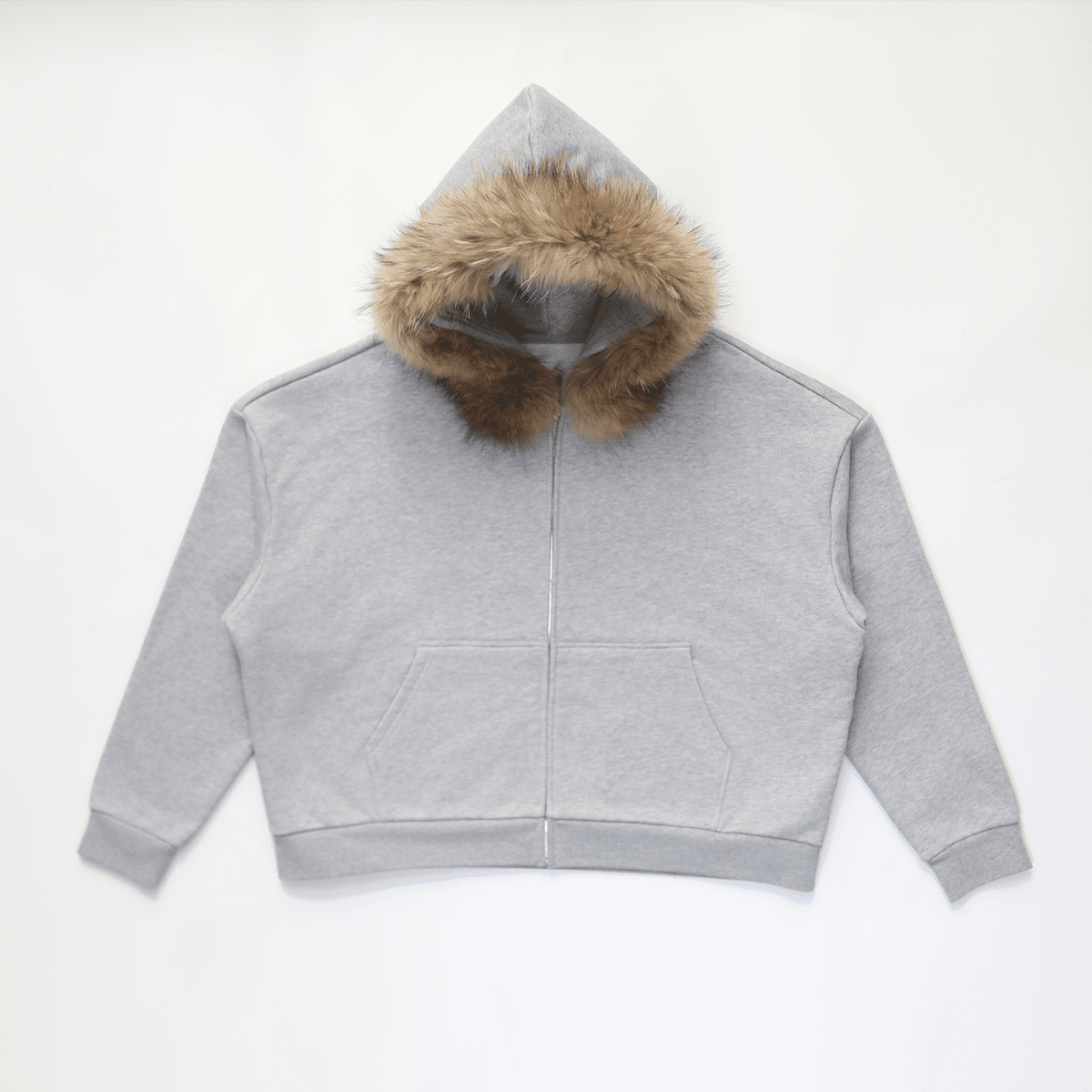 Unisex Fur-Trim Zip-Up Hoodie（400GSM）