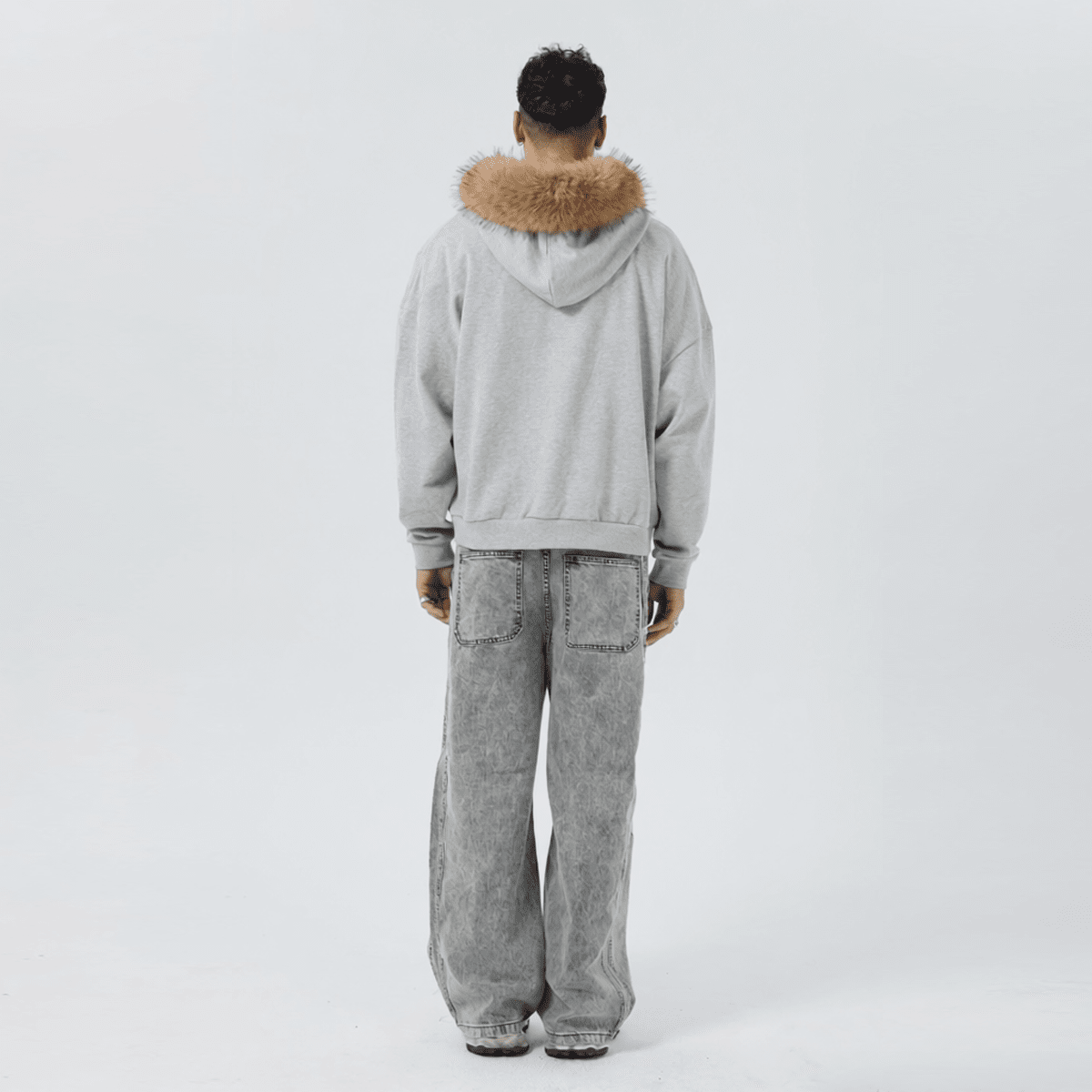 Unisex Fur-Trim Zip-Up Hoodie（400GSM）