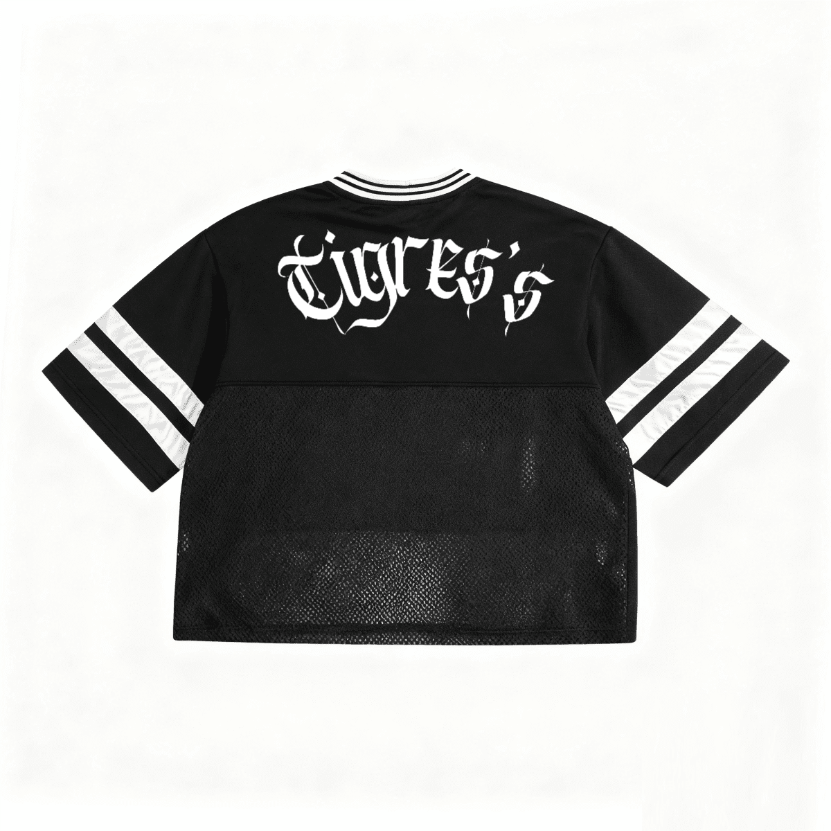 Unisex Oversized Cropped Vintage Jacquard-collar Mesh T-shirt（290GSM）